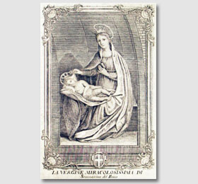 Stampa del Belmondo del 1747 inerente la Beata Vergine Maria all´interno del Santuario di Sommariva del Bosco,opere del Belmondo,Belmondo stampe,le opere di Belmondo,la Madonna di Belmondo
